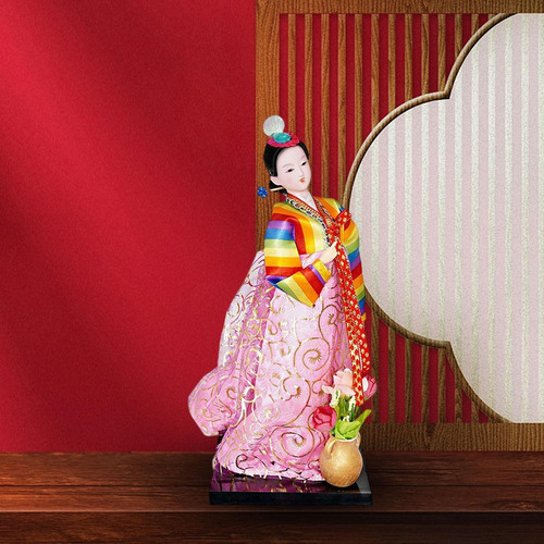 Figuras Coleccionables De Geisha Girl De Colorido Y Rosa