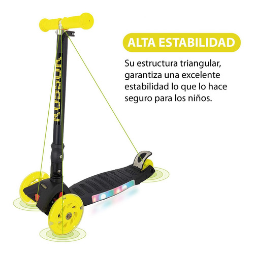 Imagen 5 de 9 de Monopatín Kossok Sky - Plegable Con Luz Led - Infantil