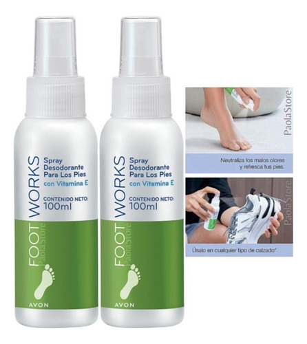 Foot Works Spray Desodorante Para Pies .x2un Avon Surquillo