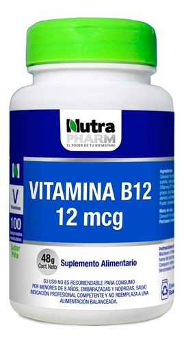 Vitamina B12 Cianocobalamina 12 Mcg Nutrapharm Vegano
