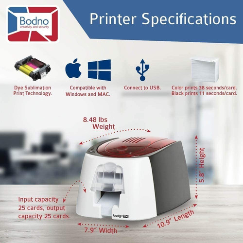 Badgy200 Impresora De Tarjetas De Identificación De Plást