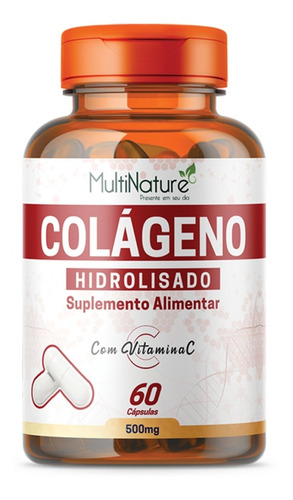 Colágeno Hidrolisado + Vit C 500mg 60 Cáps. Multinature