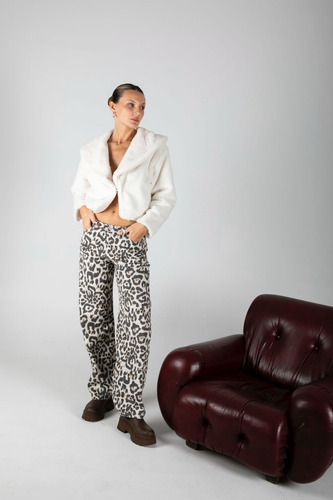 Jean Recto Estampado Animal Print Rigido Talles
