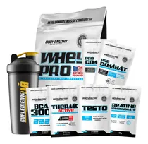 Comprar Combo Whey Protein +2 Pre Treino Creatina Gh Cafeína Bcaa Sabor Mousse De Morango