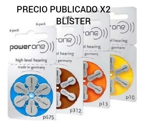 Pilas Auditivas P10 P312 P13 P675 Power One Blister De 6 