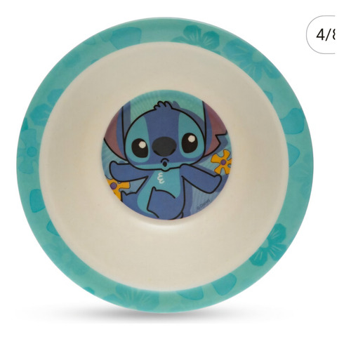 Vajilla De Fibra Ee Bambú Infantil Stitch 5 Piezas Azul Stitch