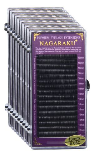 Kit Com 10 Caixas De Cílios Nagaraku Classic 0.05 C Tam 10mm