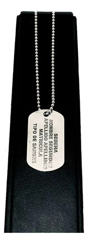 Dije Y Cadena Placa Militar Doble Plata Ley 0.925 Plateado