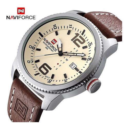 Naviforce Nf9063 Reloj Fechador Calidad Estilo Cuero Moderno