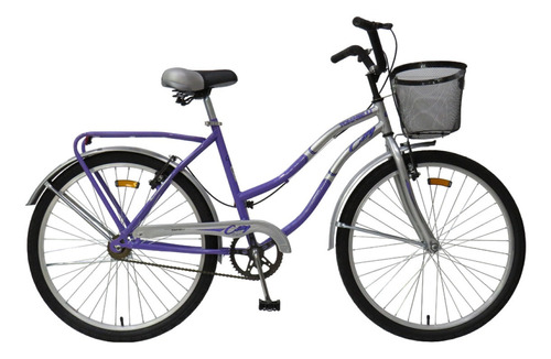 Bicicleta paseo femenina Tomaselli City 1v frenos v-brakes color lila con pie de apoyo  