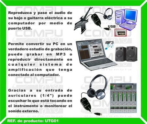Reproduzca Audio Guitarra En Cpu Ref: Utg01 Computoys Sas