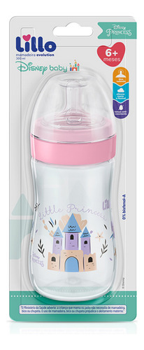 Mamadeira Bico Silicone Redondo Disney 6m+ 300ml Rosa Lillo