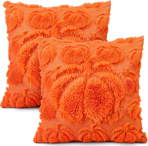 Fundas De Almohada De Calabaza 18 X 18 Pulgadas De Piel Sint