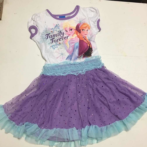 Vestido Disney Frozen Family Forever Saia Rodada 4 A 5 Anos