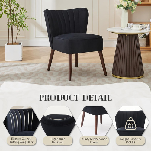 Sillón Sofá Individual Elegant Terciopelo Velvet Mueble Sala Negro Terciopelo