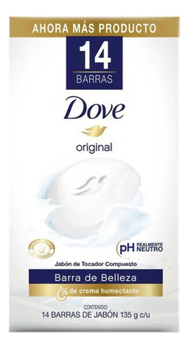 Jabón En Barra Dove Original 14 Pzas De 135 Gr C/u