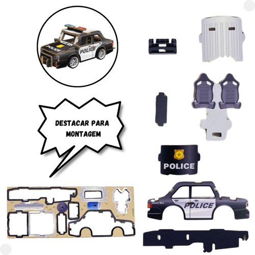Quebra Cabeça De Madeira 3d Mini Viatura De Polícia Dmtoys