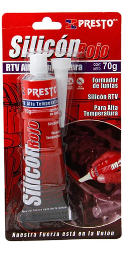 Silicon Rtv Altas Temperaturas Rojo 70grs - Presto