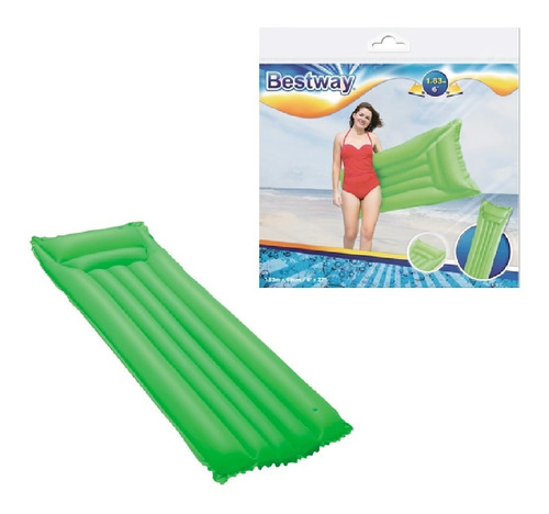 Colchoneta Inflable Verde 183x69cm Pileta Verano Bestway