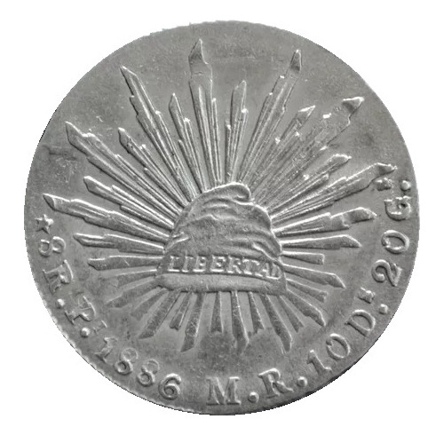 Moneda Plata 8 Reales 1886 San Luis Potosi Pi Mr