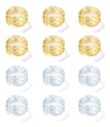 Juego De 12 Luces De Hadas Pilas Luces De Cuerda De 7 P...