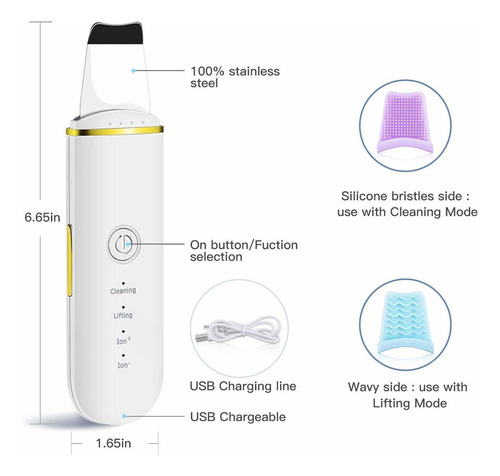 Esfoliador De Pele Ultra-sônico Espátula Limpieza Facial