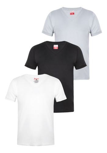 Combo X3 Camisetas Hombre Cuello V Manga Corta Santana