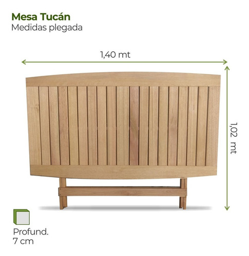 Mesa Plegable Madera 1.40x80 Ecomadera (opc Sillas) - Envio
