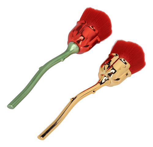Cepillo Para Polvo De Uñas Rose, Moldeado A Presión, 2 Unida