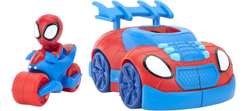 Marvel Spidey & Amazing Friends 2 N 1 Moto Y Carro Web Strik
