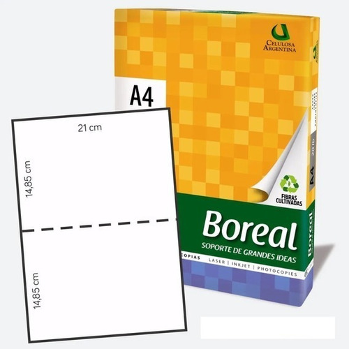 Resma Boreal A4 multifunción de 500 hojas de 75g color blanco por unidad