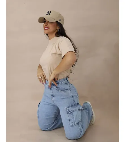 Calça cargo jeans feminina - imagem 5