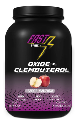 Óxido Nítrico + Clembuterol Fast Suplement 1kg 200 Serv Manzana