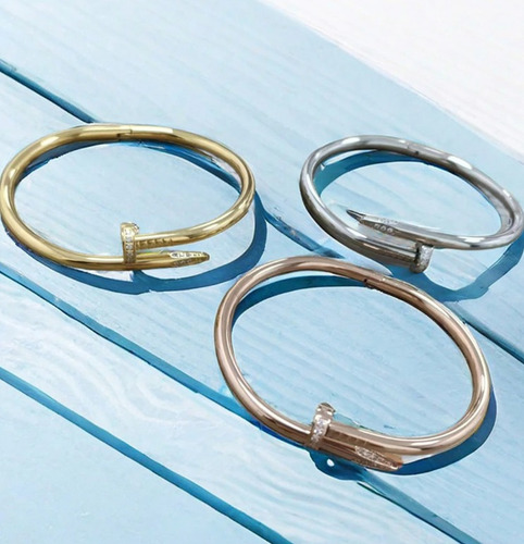 , Pulsera Clavo Incrustaciones Zirconias (acero Inoxidable)