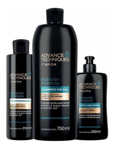 X 3 Avon Aceite Argán Shampoo Acondicionador Crema Peinar  