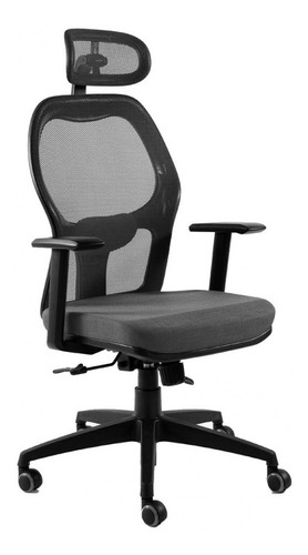 Silla Gamma Oficina Con Apoya Cabeza Y Lumbar Base Cromada