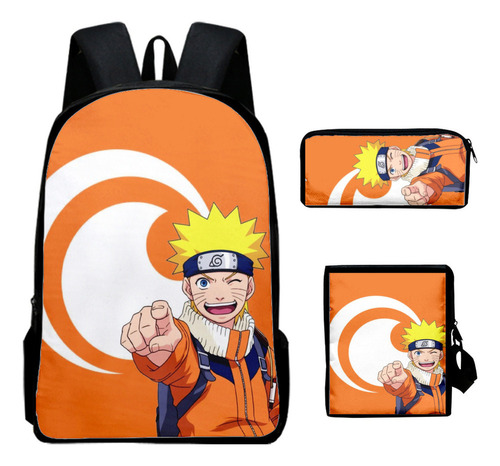 Conjunto De 3 Mochilas Escolares Naruto Com Impressão 3d Moc