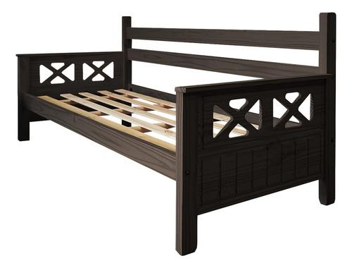 Divan Cama 1 Plaza Sajo Madera Pino Macizo 80x190 Cm Color Nogal