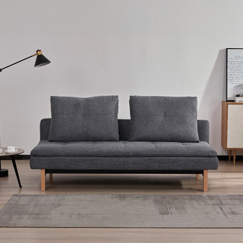 Sofácama Futón Sillón Reclinable Colchonado Matrimonial Eke Color Gris Oscuro Diseño De La Tela Lisa