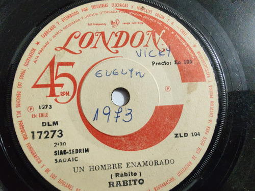 Vinilo Single De Rabito -- Un Hombre Enamorado ( I6-ll195