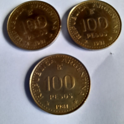 100 Pesos Usados Moneda Argentina 1981 Lote De 3