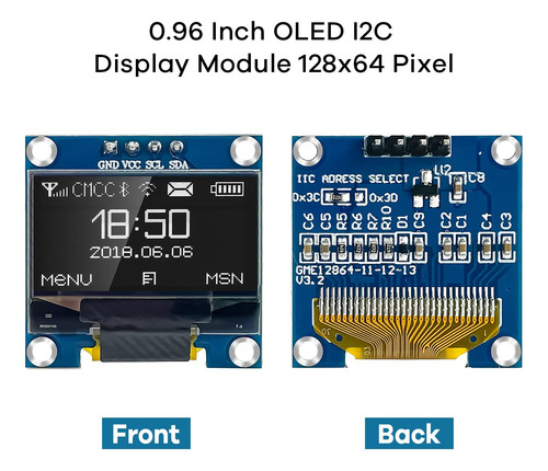 Módulo De Visualización Oled I2c 0.96 Pulgadas 128 X 64 Píxe