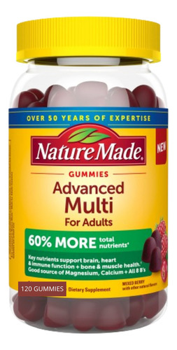 Nature Made Vitaminas Advanced Multi Para Adulto 120 Gomitas Sabor Frutos Rojos