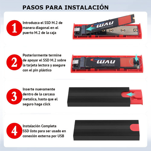 Adaptador Cofre Case Ssd M.2 M2 Nvme Pcie Sata Usb C A