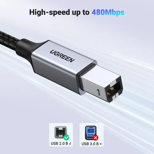 Cable De Impresora Usb C A Usb B 2.0 Ugreen De 3 M Con Reves
