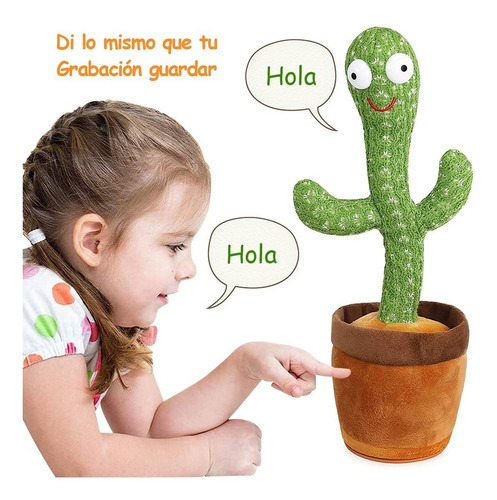 Imagen 5 de 7 de Cactus Peluche Bailarin Canta Graba Educativo Aprendizaje