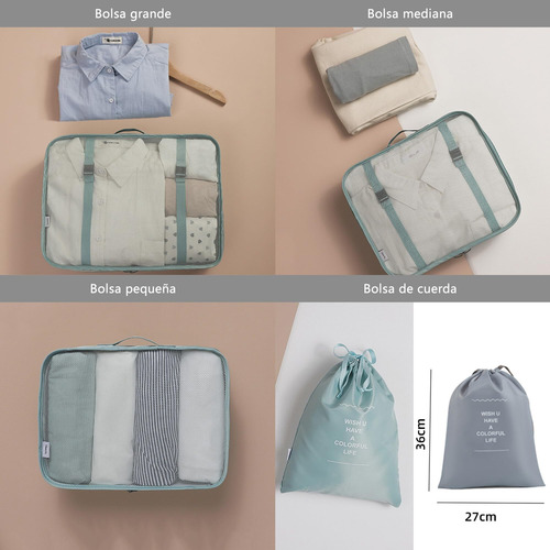 Juego De 9 Bolsas Almacenamiento Viaje, Bolsas Impermeables