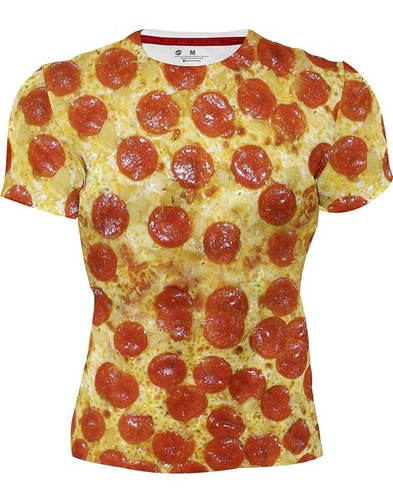 Playera Sublimada Full Print Textura Pizza Peperoni