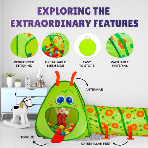 Túnel De Juego Y Tienda De Campaña Kiddey Caterpillar Para N