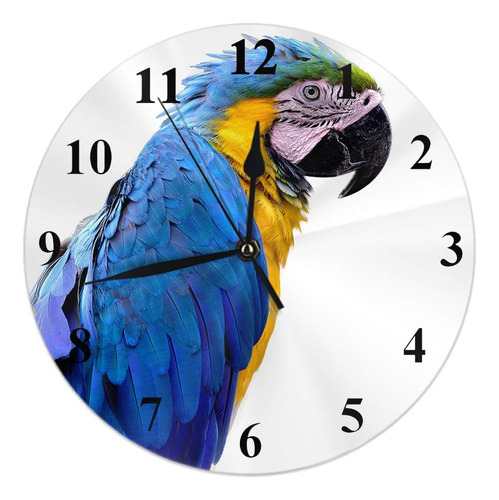 Hgod Designs Reloj De Pared Redondo De Loro Guacamayo, Azul 